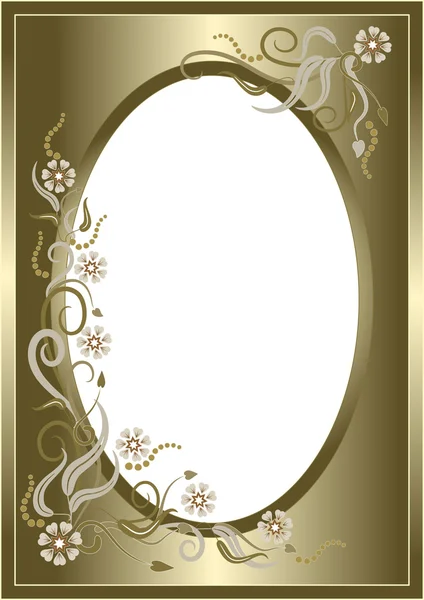 Abstract golden floral frame. Postcard. — Stock Vector
