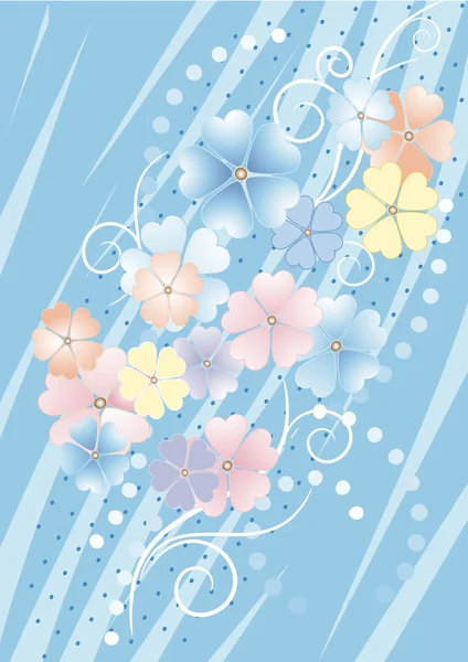 Flowers.background と青の背景. — ストックベクタ
