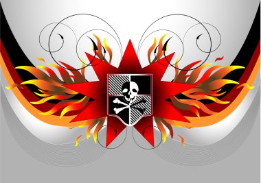 Pirate flag with skull.Banner. Illustration clipart