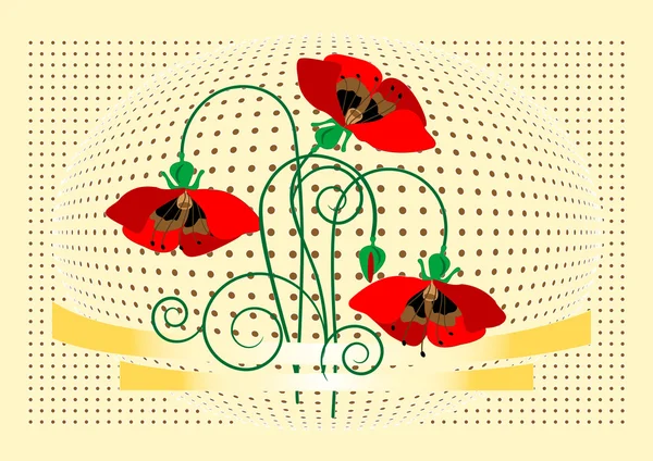 Bannière avec fleur poppy.Banner . — Image vectorielle