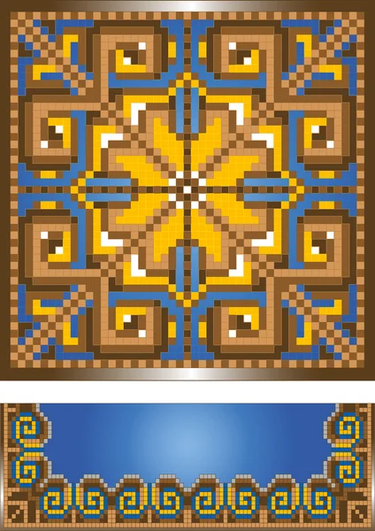 Ornamento per il tappeto blu.Pattern . — Vettoriale Stock