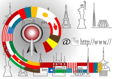 Travel around the world through internet.Illustration. clipart