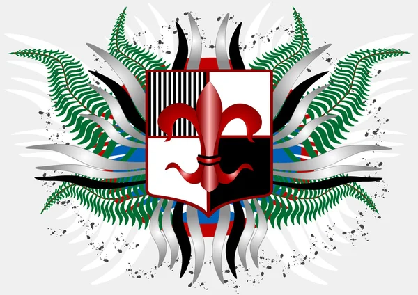 Wappen mit einer roten Lilie. Banner. Illustration. — Stockvektor