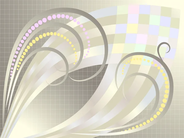 シルバーの格子縞 background.banner の抽象的な曲線 — ストックベクタ