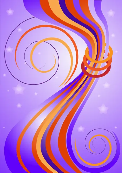 The bright curved stripes on purple background — Stock Vector