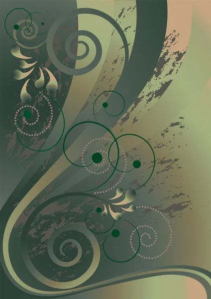 Dekoratif spiral ve yeşil nuances.banner ile arka plan üzerinde çizgiler. — Stok Vektör