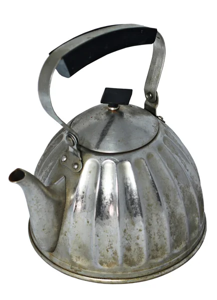 在白色背景上的旧复古茶壶 免版税图库照片