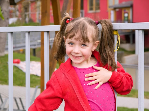 Girl with pigtails — Stock Photo, Image