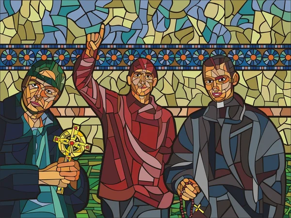 Tre giovani sacerdoti — Vettoriale Stock