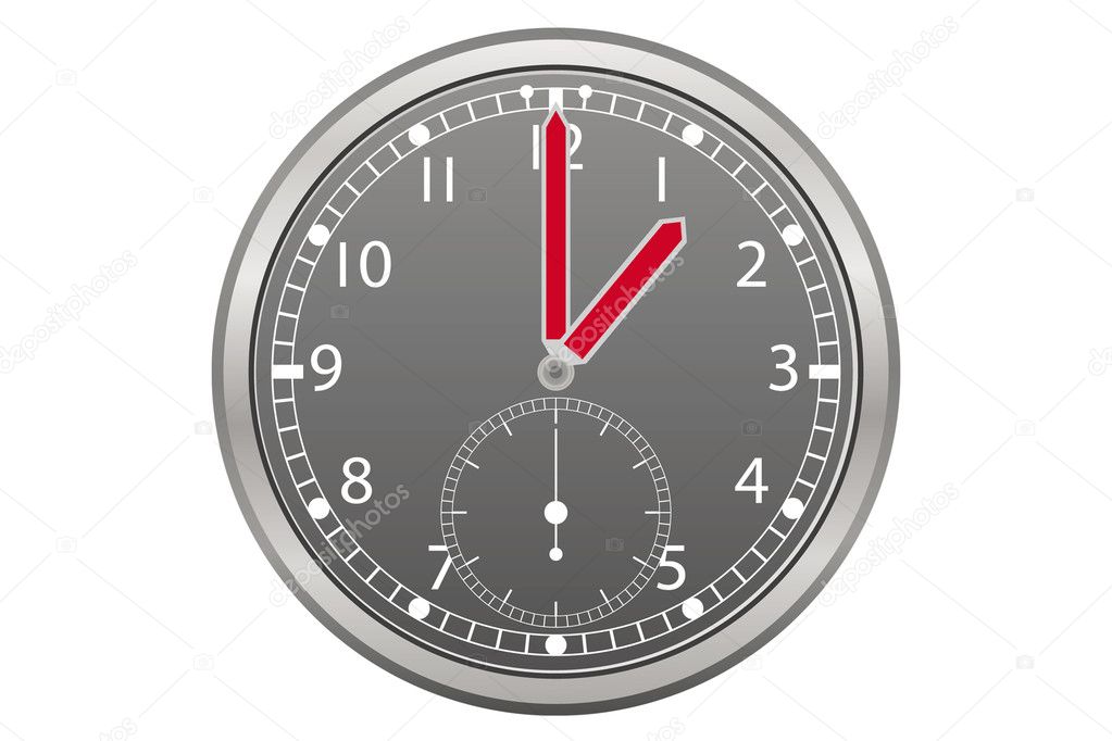 Grey clock with red arrow illustration