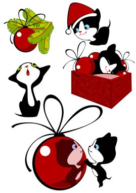 The complete set of cheerful kittens clipart