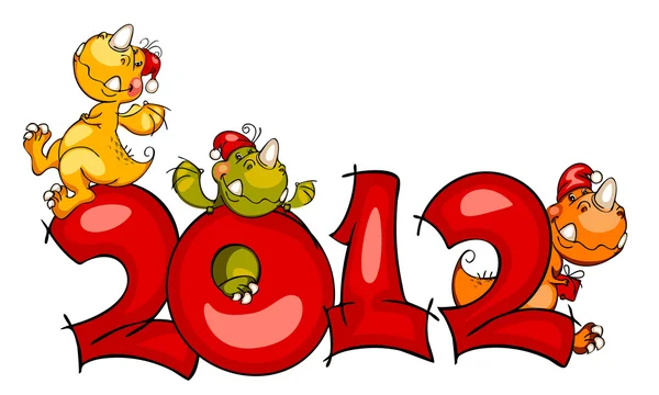 New Year's grens. Dragon 2012 — Stockvector
