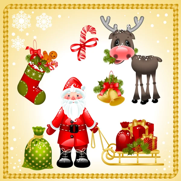 Christmas set. Santa Claus — Stock Vector