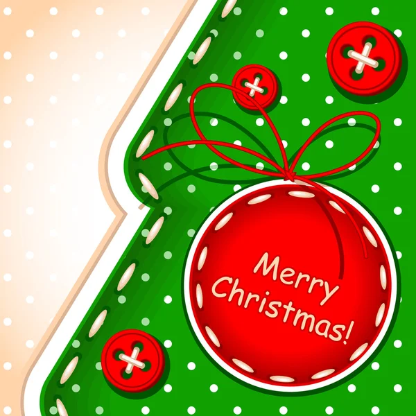 Bola y árbol de Navidad card.sewing — Vector de stock