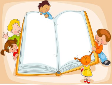 Children read a book clipart