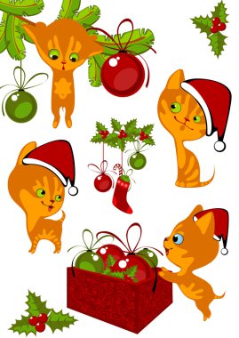 Christmas kittens clipart