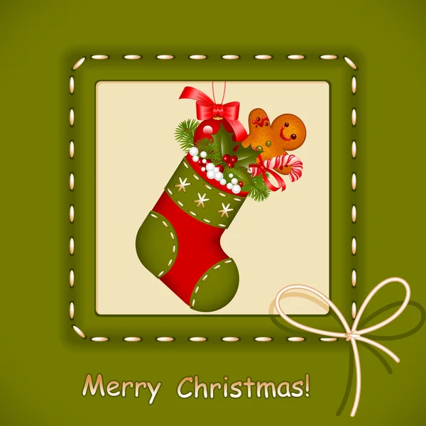 Christmas card. stocking — Stock Vector