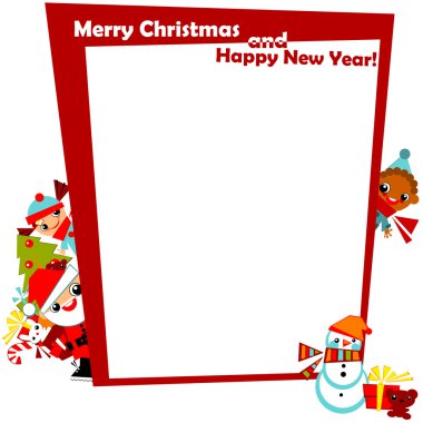 Christmas frame with kids clipart