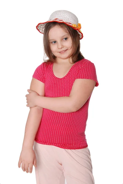 A menina sorridente em um chapéu — Fotografia de Stock