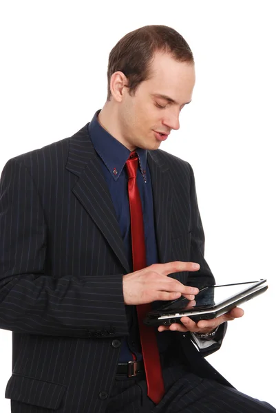 Ο νεαρός επιχειρηματική με το φορητό υπολογιστή — Φωτογραφία Αρχείου