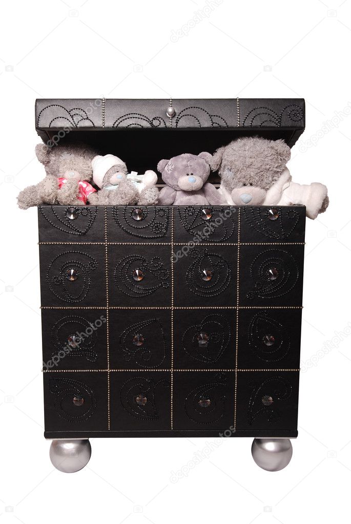 Toy bears in a chest