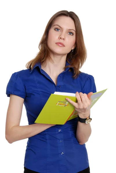 The attractive business woman with daily log — Stock Photo, Image