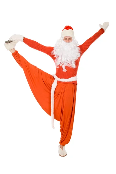 Weihnachtsmann macht Yoga — Stockfoto