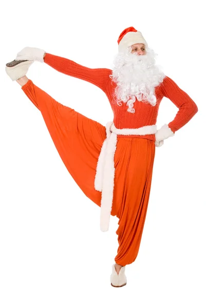 Papai Noel está fazendo ioga — Fotografia de Stock