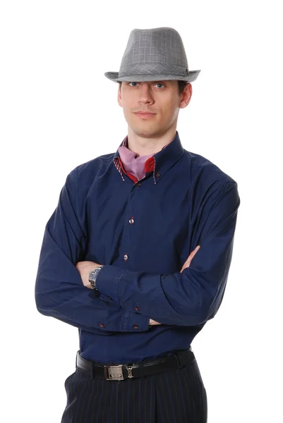 Der nette junge Kerl mit Hut — Stockfoto
