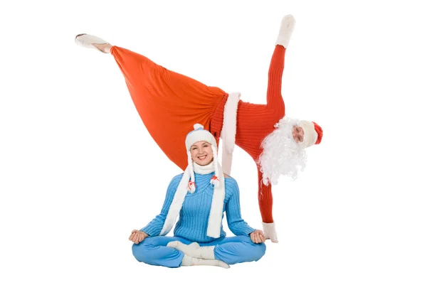 Santa Claus y la Doncella de Nieve del yoga — Foto de Stock