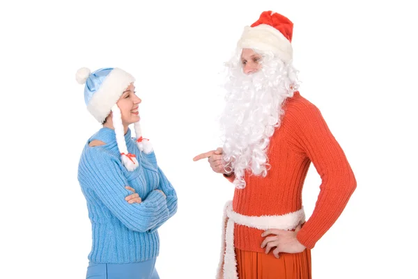Papai Noel e a Donzela da Neve — Fotografia de Stock