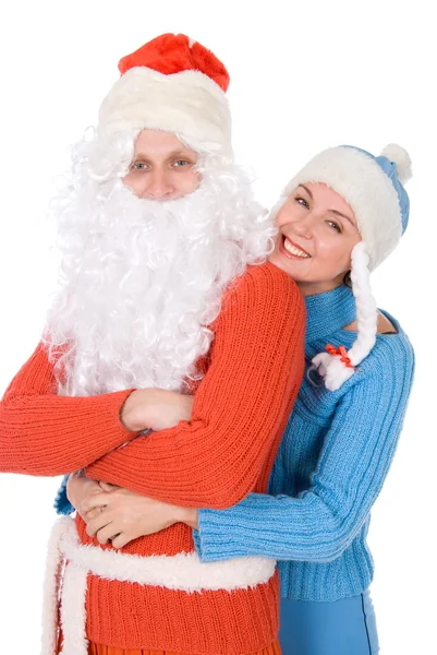 Papai Noel e a Donzela da Neve — Fotografia de Stock