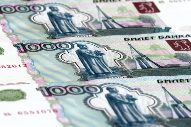 1000 ruble bills close-up clipart