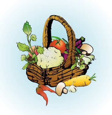 Basket with vegetables clipart