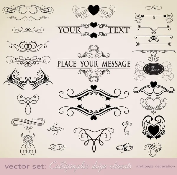 Vector set: kalligrafische ontwerpelementen — Stockvector