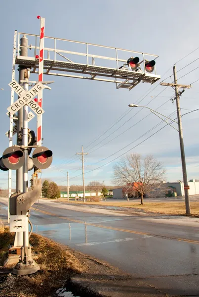 Railroad crossing lights — Stock Photo, Image
