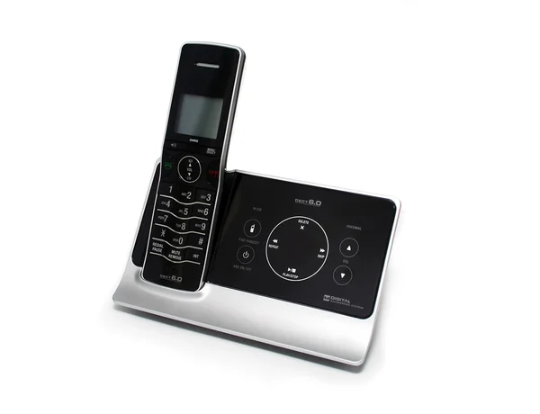 Isolated Black and Silver Cordless Phone — Stock Photo, Image