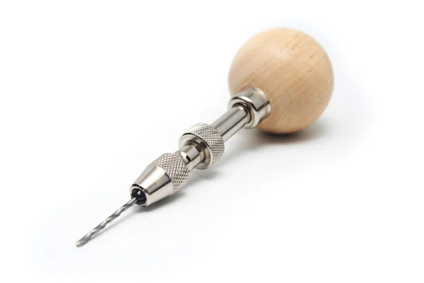Ручний дриль з дерев'яною ручкою — стокове фото