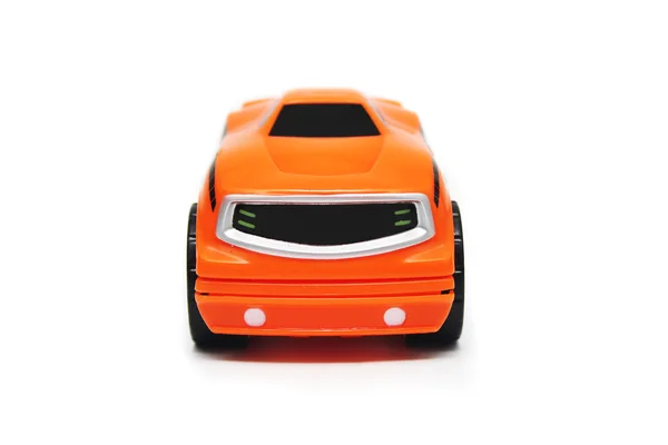 Pomarańczowy zabawka wyścig samochodów przednie — Zdjęcie stockowe
