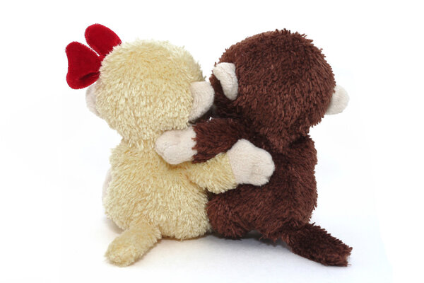 Pair of Isolated Stuffed Monkeys