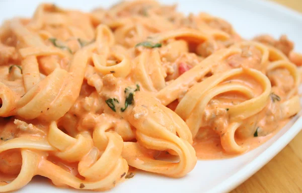 Creamy Fettucine Pasta — Stock Photo, Image