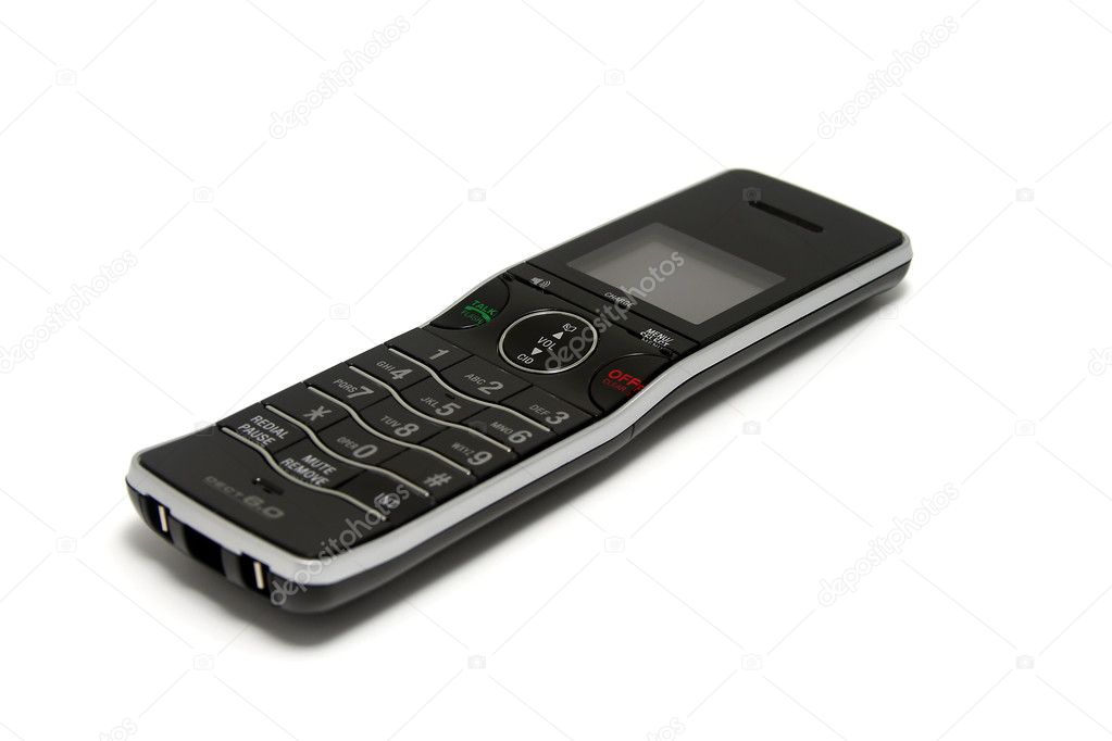Isolated Black and SilverCordless Phone