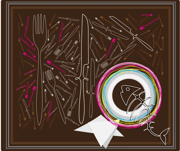 Fond du restaurant avec prise et couteau — Image vectorielle