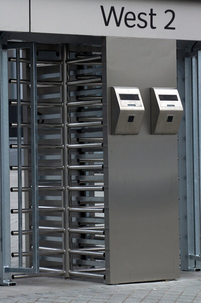 Turnstile entrance to the stadium in Kiev