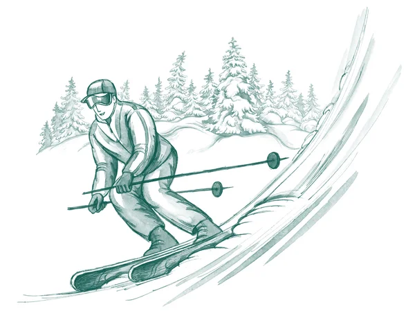 Sciatore in azione — Foto Stock
