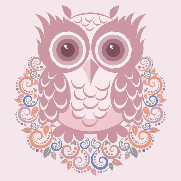 stock vector Owl pink