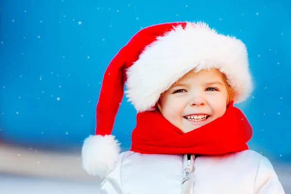 Chica de Navidad en sombrero de santa —  Fotos de Stock