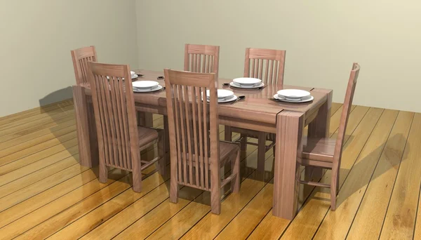 3D jadalni stół — Zdjęcie stockowe
