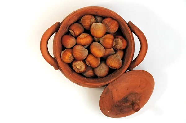 Pot vol van noten — Stockfoto