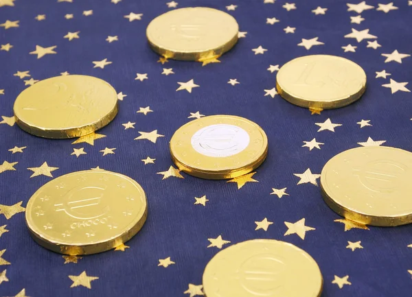 Evropská unie zlaté euro mince koncept — Stock fotografie